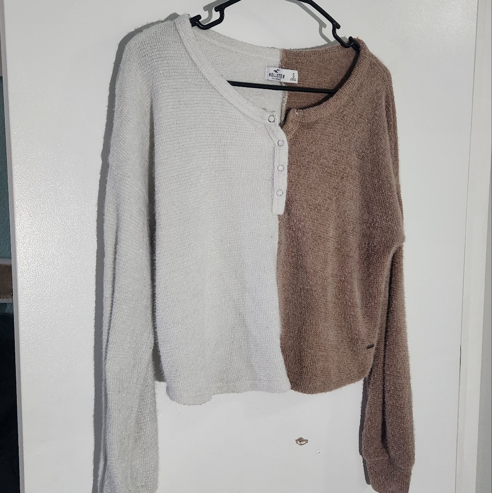 Two-Tone Button-Up Sweater